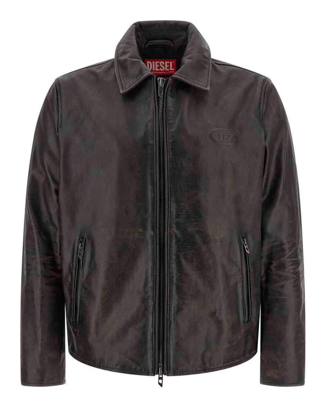 DIESEL Black Shirt Collar Jackets for men