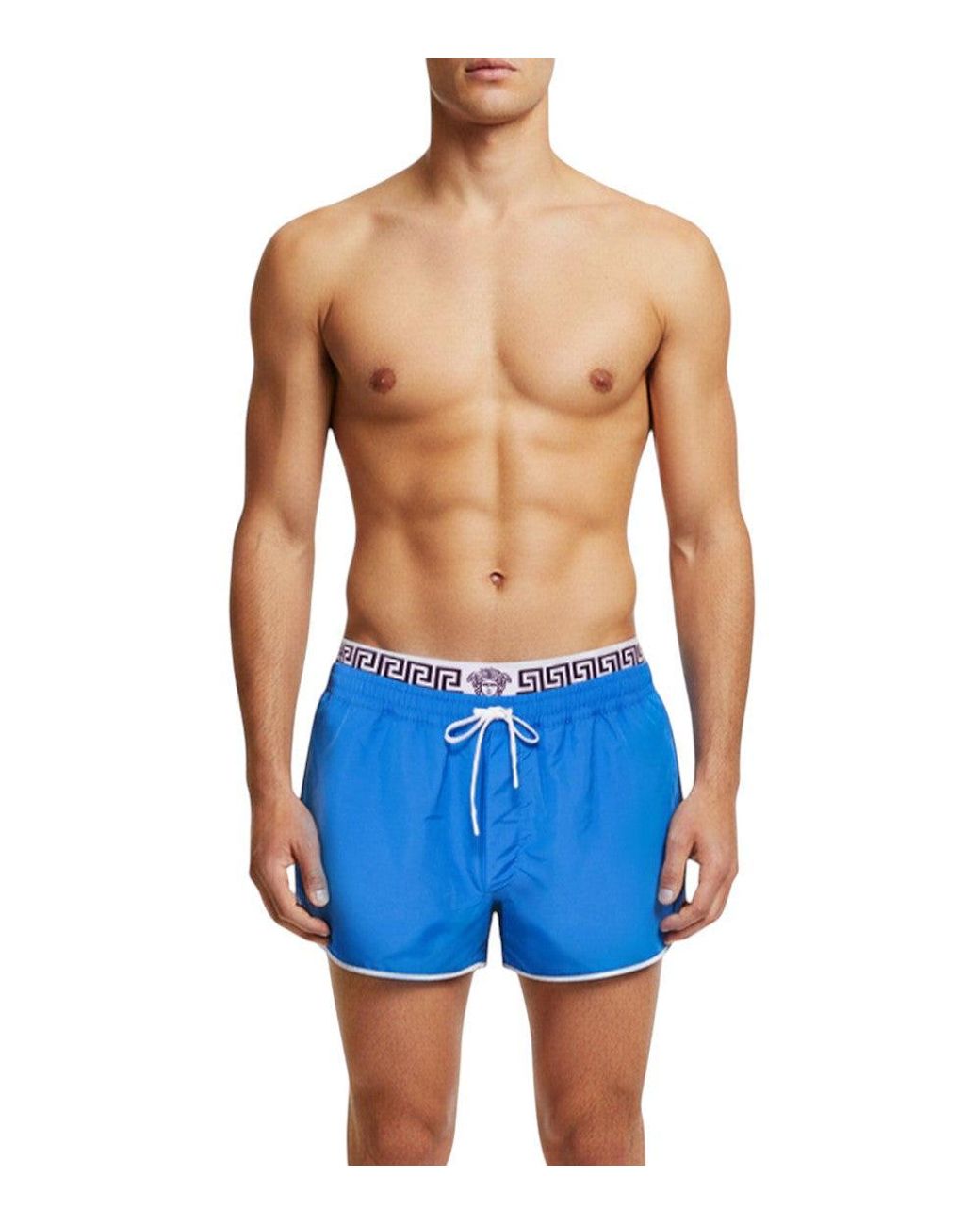 Versace Blue Logo Band Swim Shorts for men