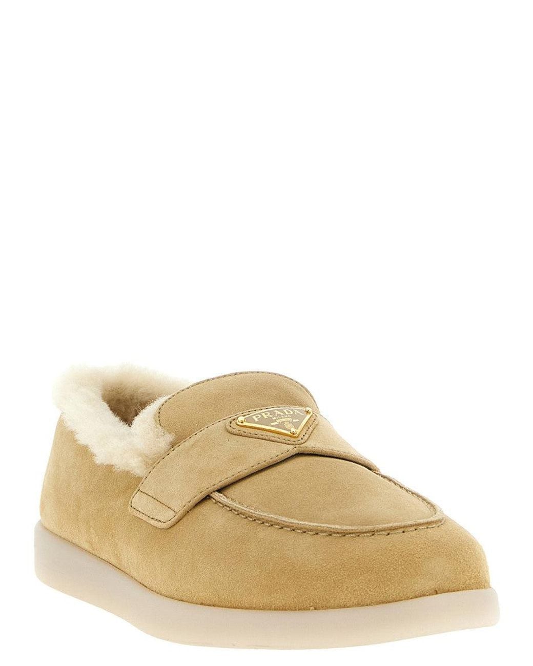 Prada Natural Suede Loafers