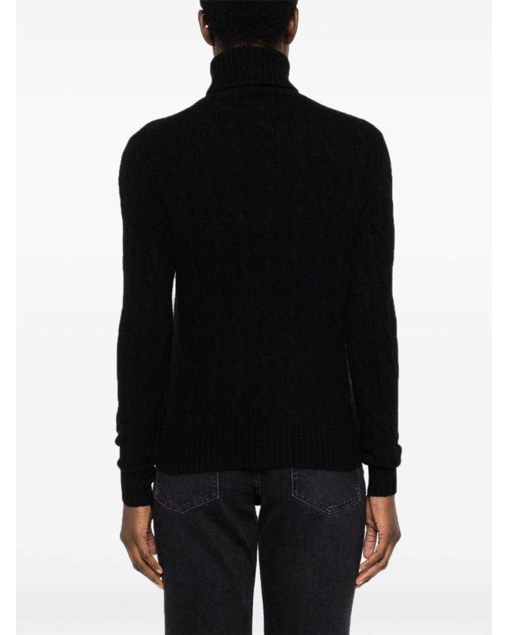 Polo Ralph Lauren Black Turtleneck Embroidered Logo Sweater