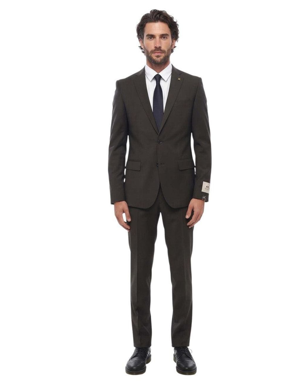Corneliani Black Notched Lapel Suit for men