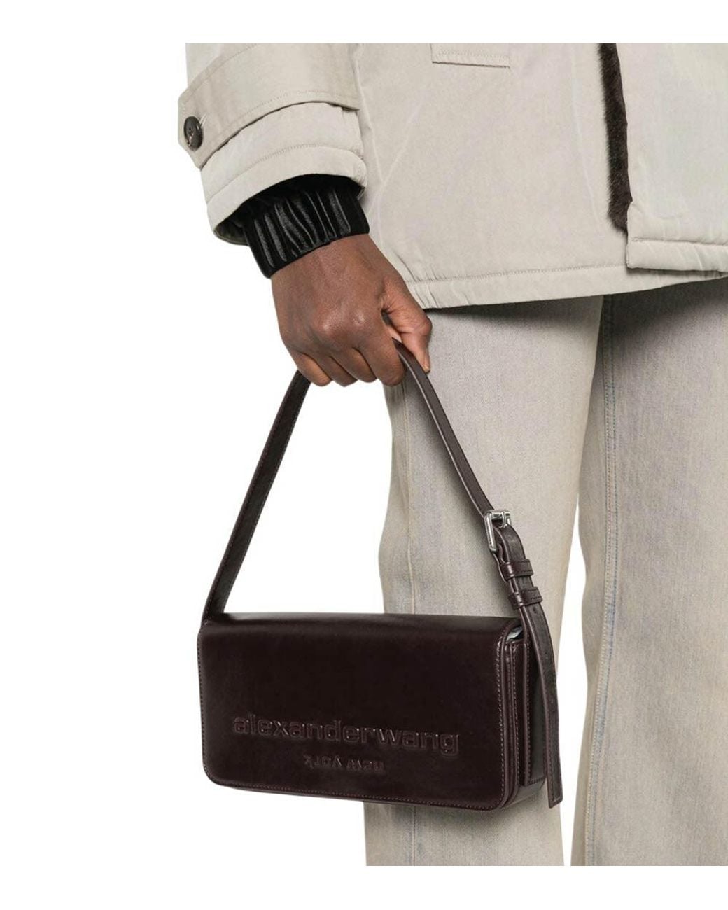 Alexander Wang Black Punch Flap Medium Shoulder Bag