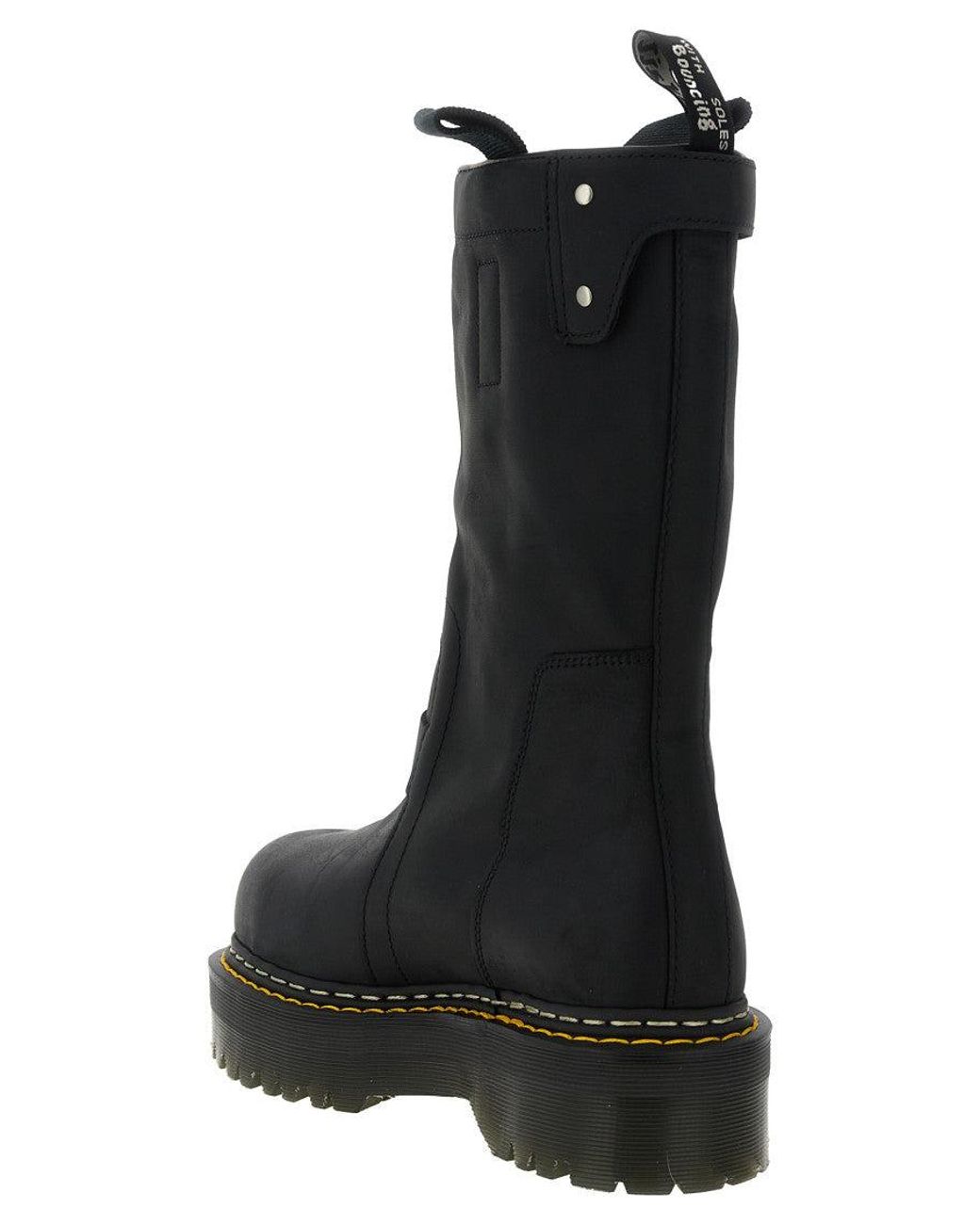 Rick Owens Black Leather Quad Boots