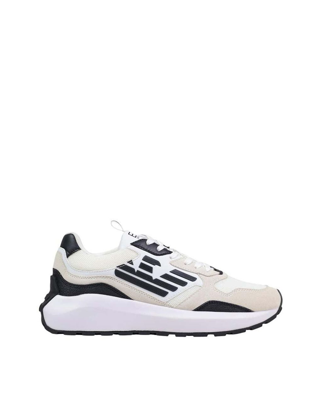 EA7 Black And White Polyethylene Athletic Sneakers for men