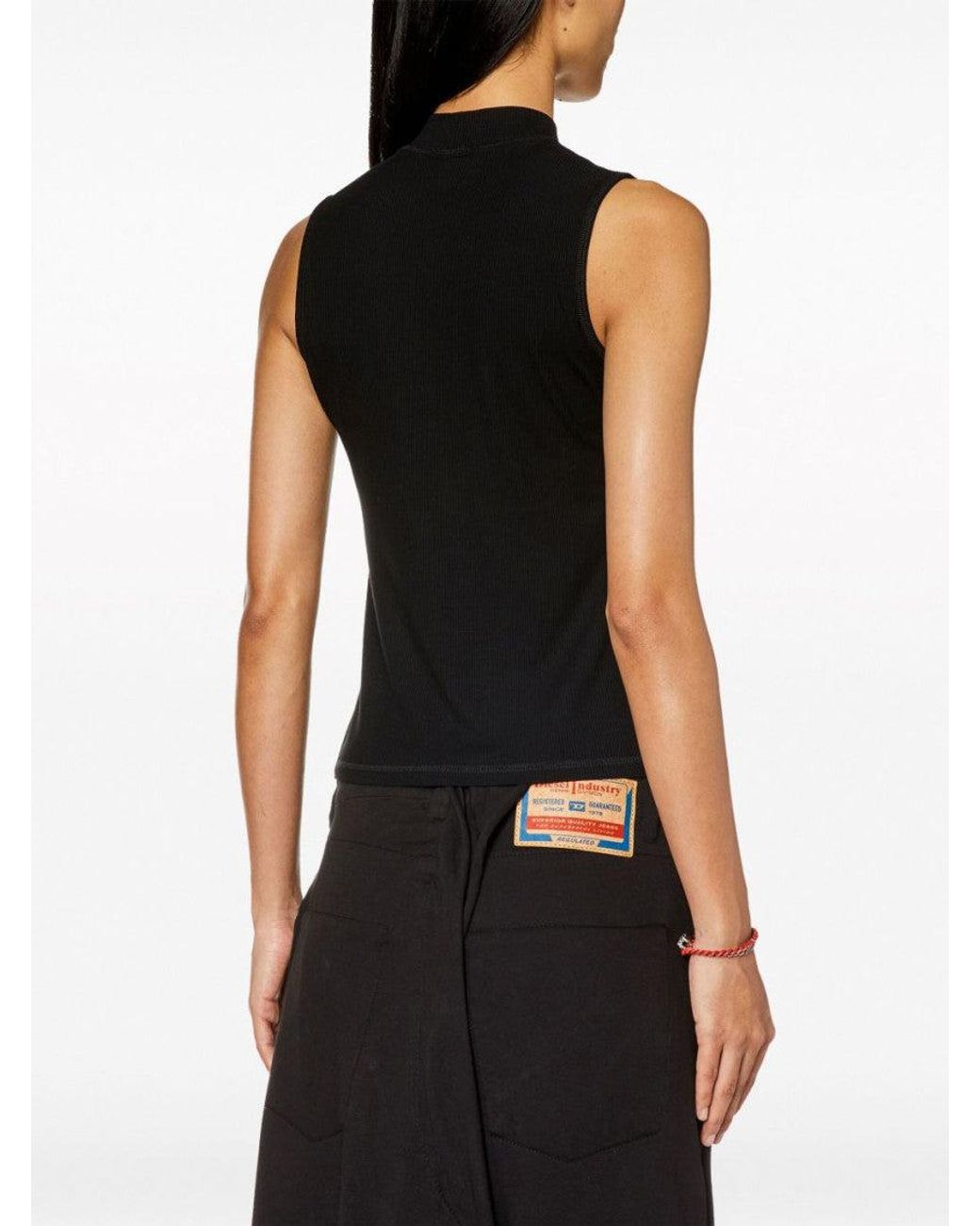 DIESEL Black T-Mokky Embroidered Tank Top