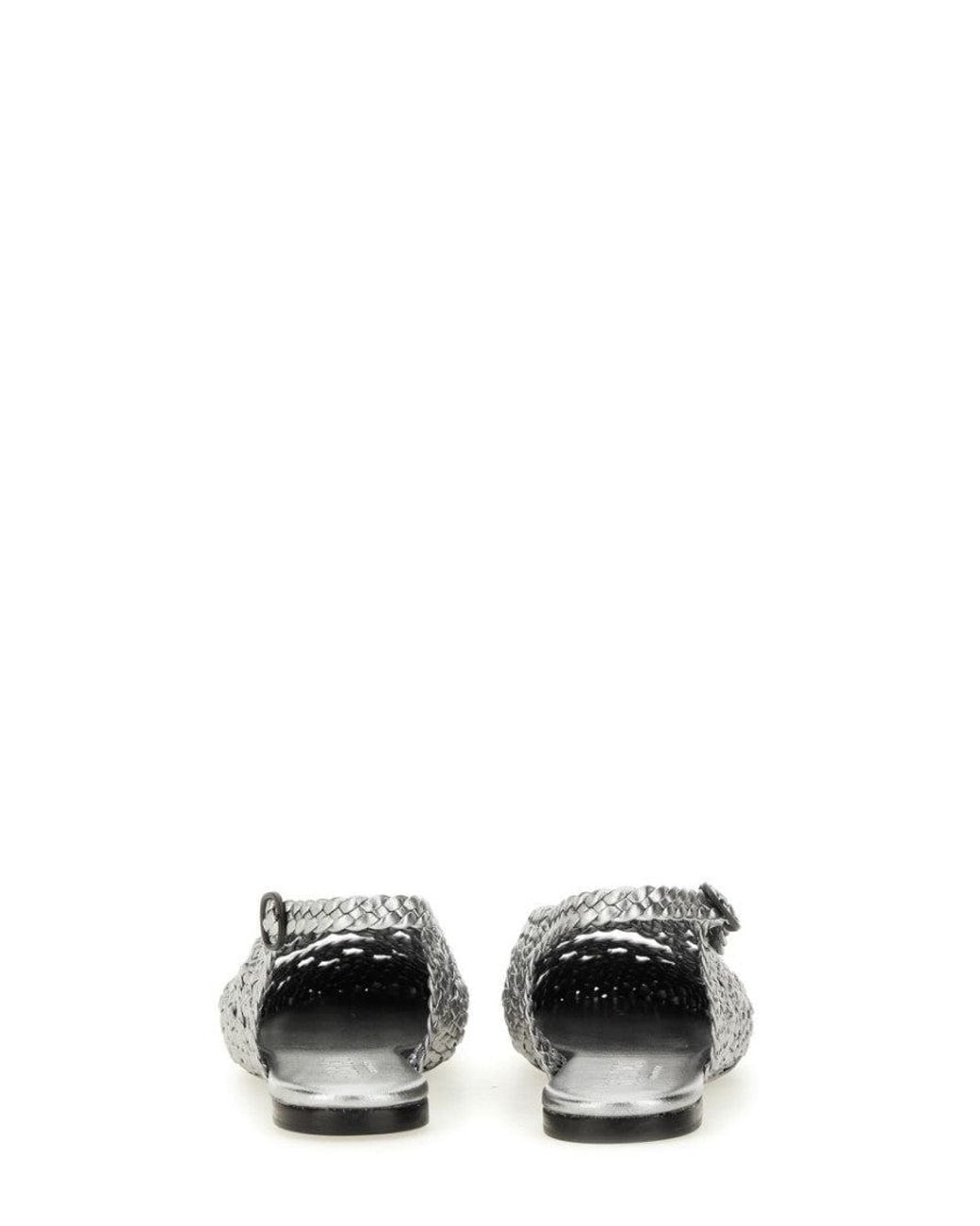 Hereu White Empuria Metallic Slingback Sandal