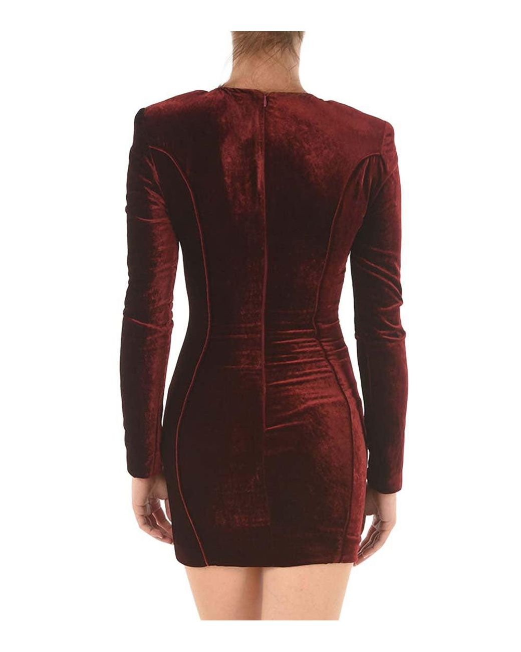 Philipp Plein Red Lace-Up Detail Velour Dress