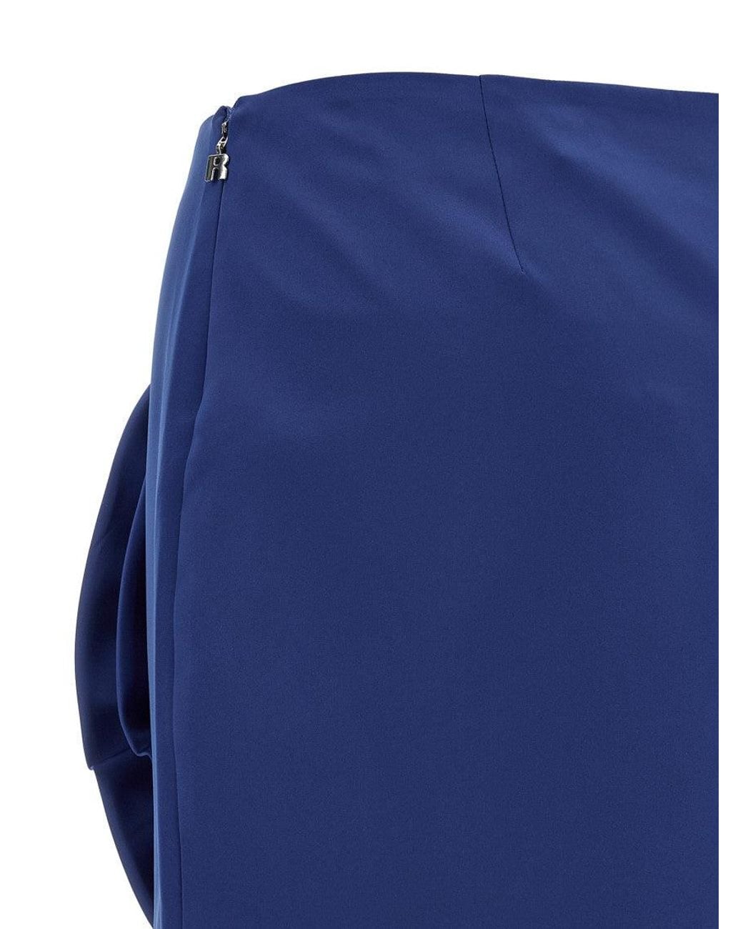 ROTATE BIRGER CHRISTENSEN Blue Maxi Flower-Appliqué Satin Skirt
