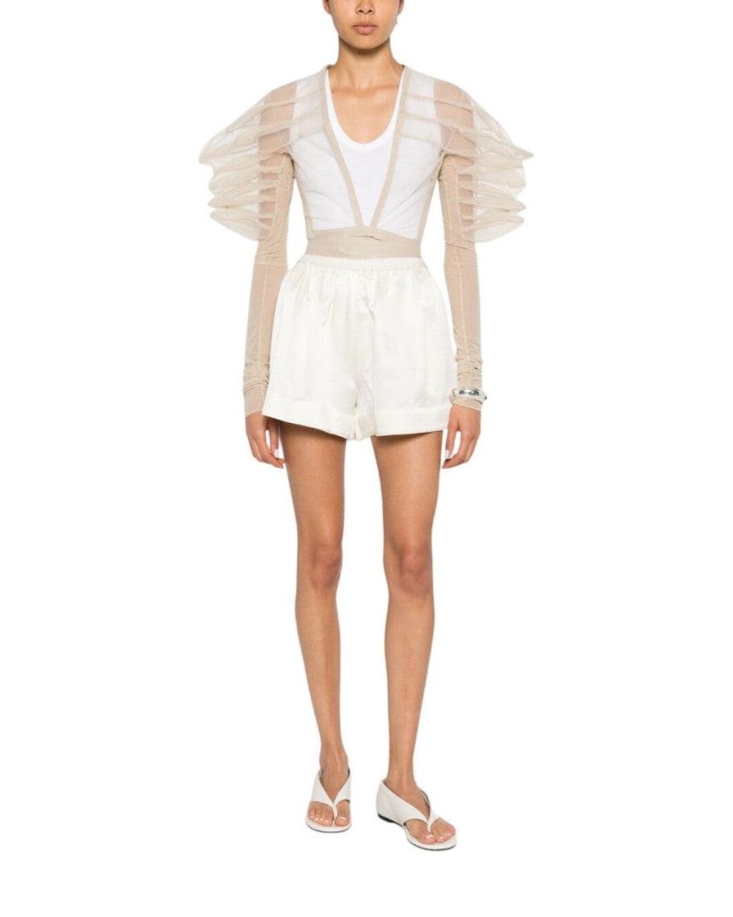 Rick Owens White Solid V Neck Top