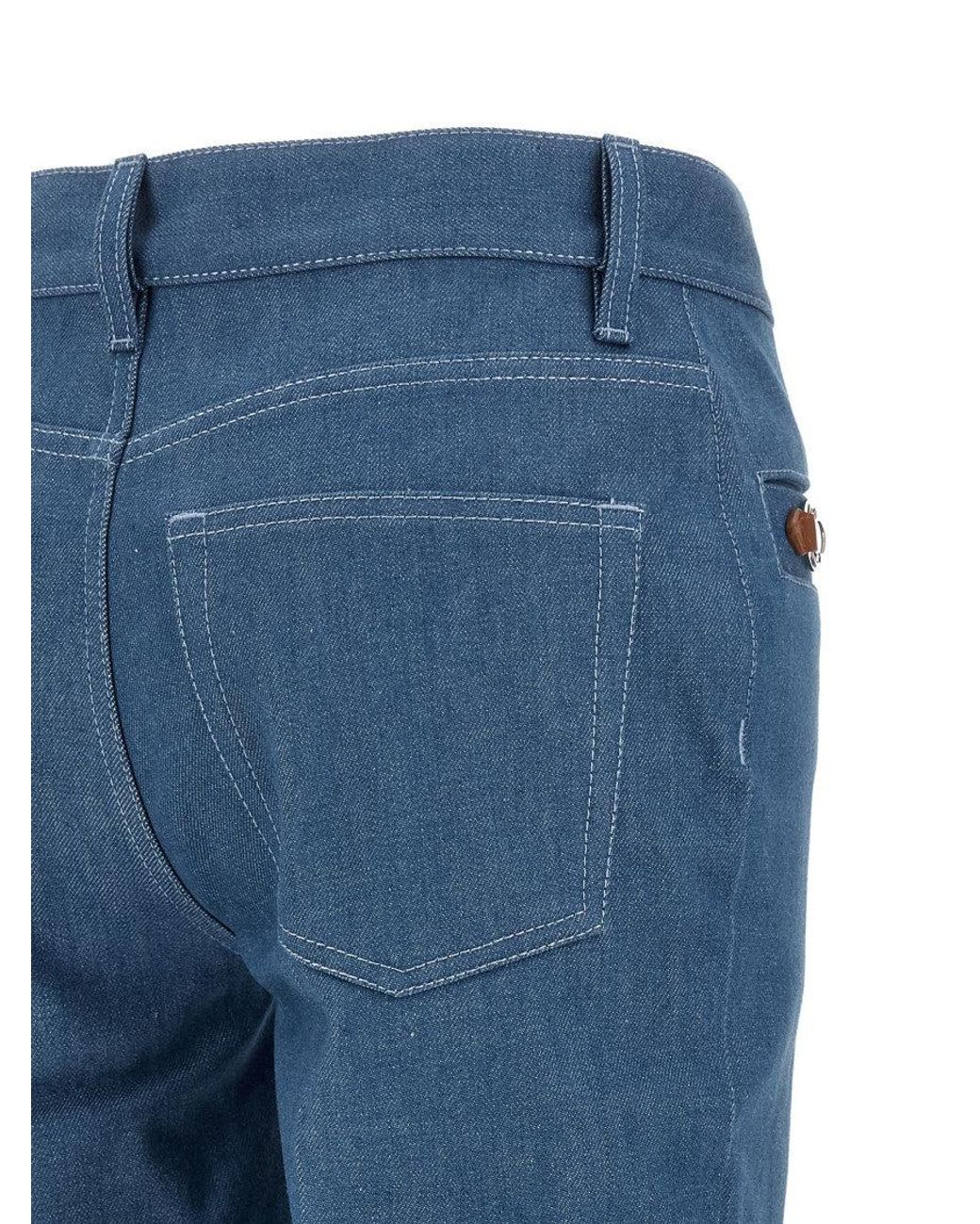 Gucci Blue Straight Mid Rise Jeans