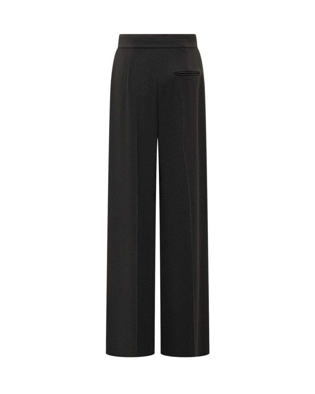 Alberta Ferretti Black Tailored Pleated Pants