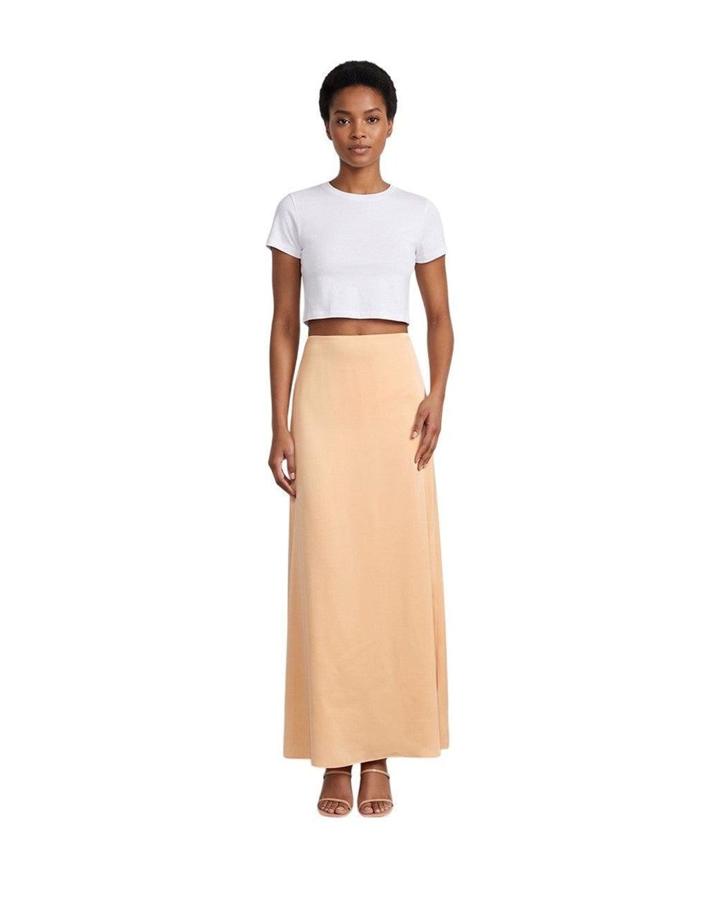 Kristina Ti White Solid Maxi Skirt
