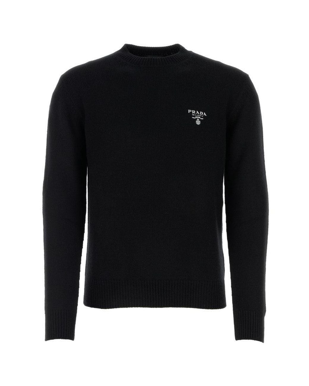 Prada Black Prada Cashmere Crew-Neck Sweater for men
