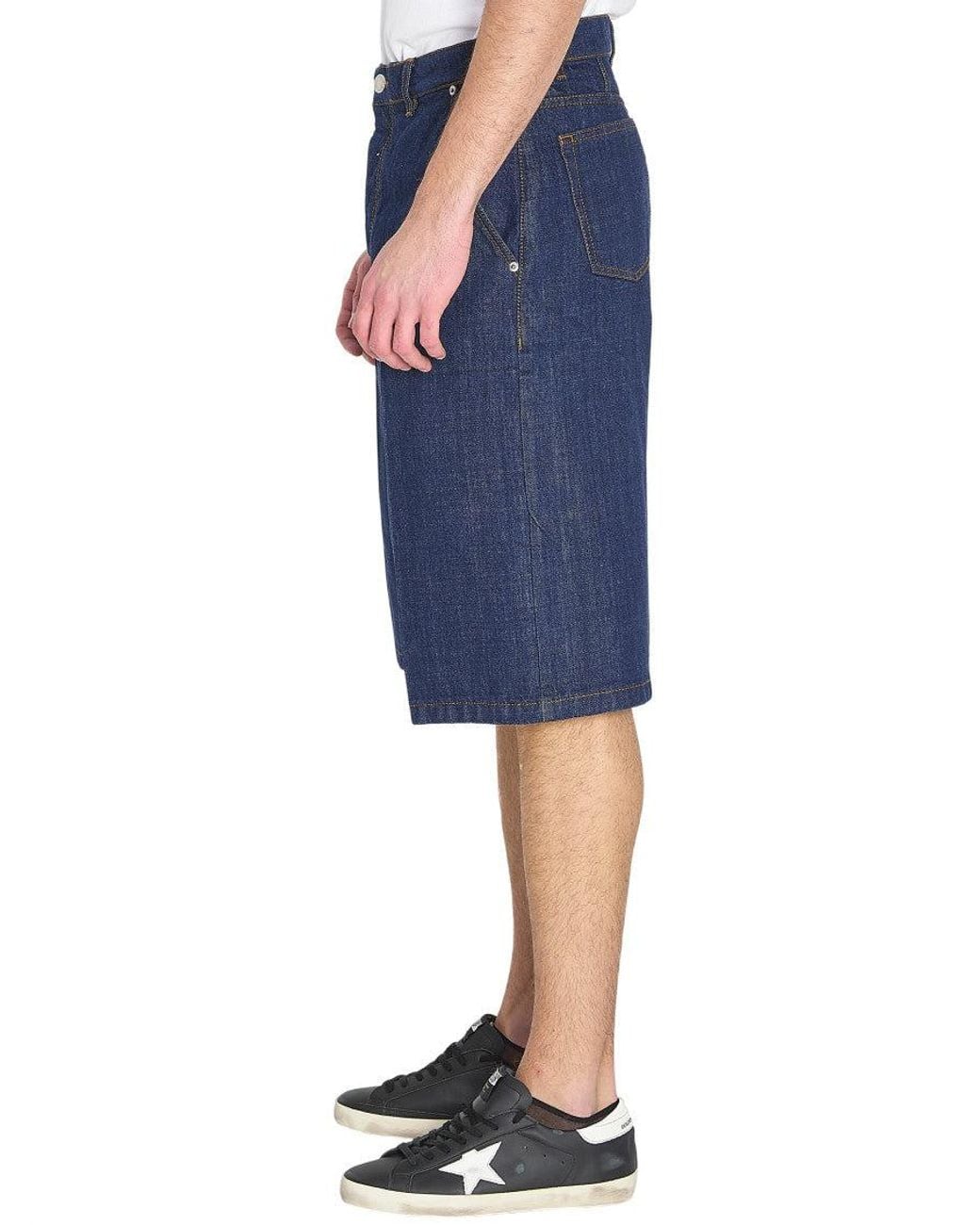AMI Blue Loose Denim Shorts for men
