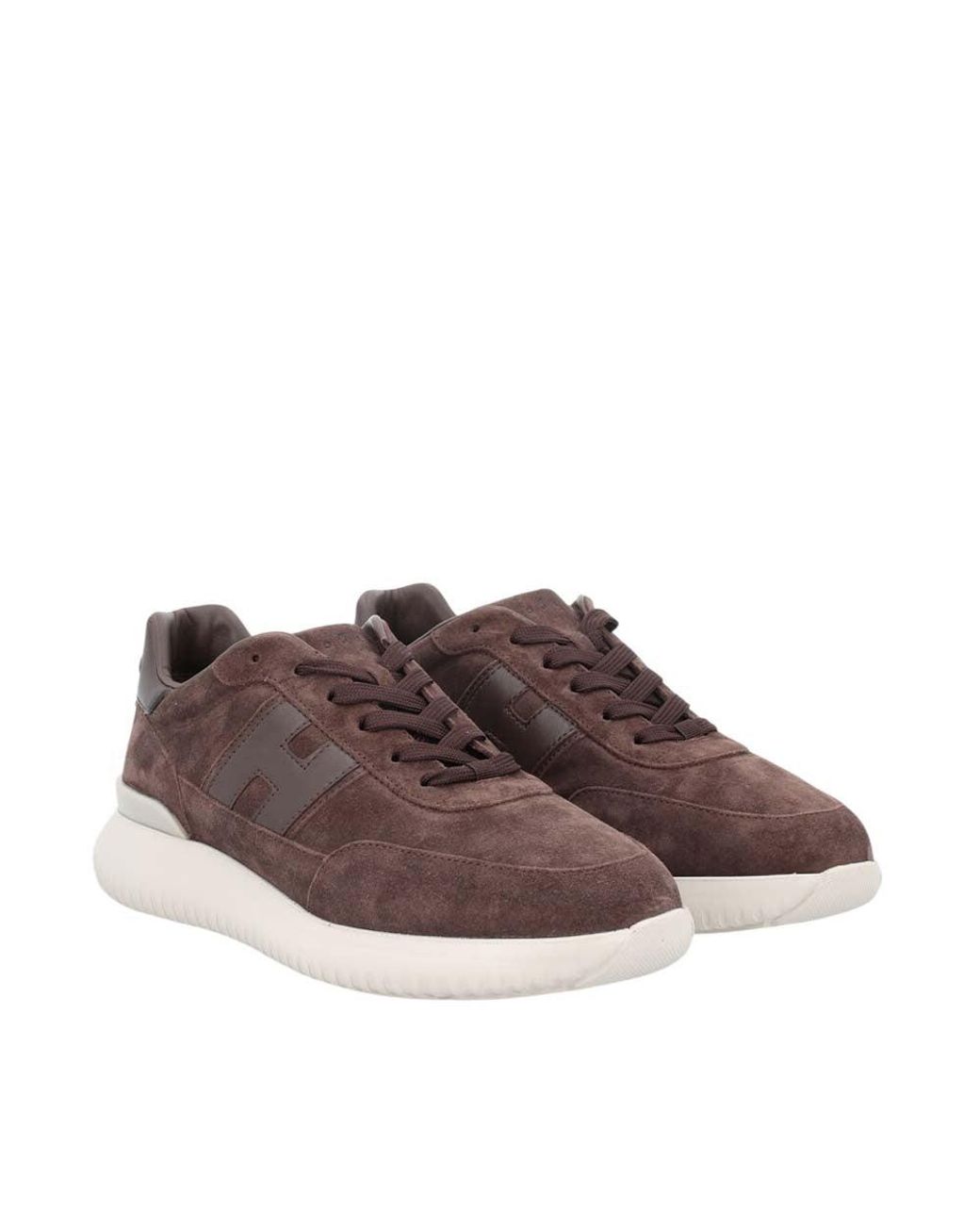 Hogan Brown Sneakers Interactive 3 Calfskin Mutton Trainers for men