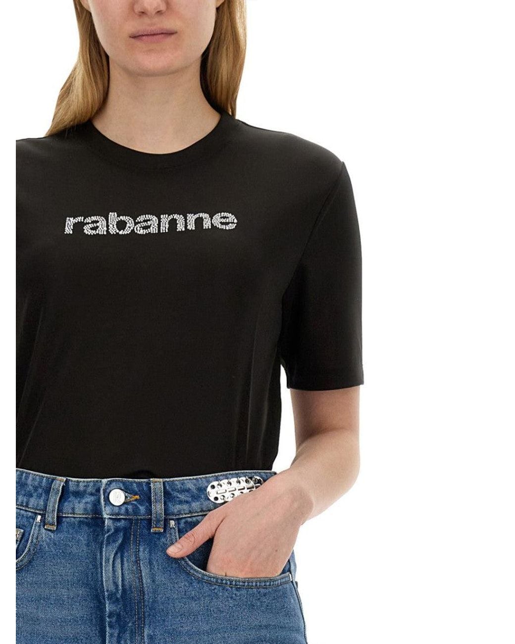 Rabanne Black Logo Crew Neck T-Shirt