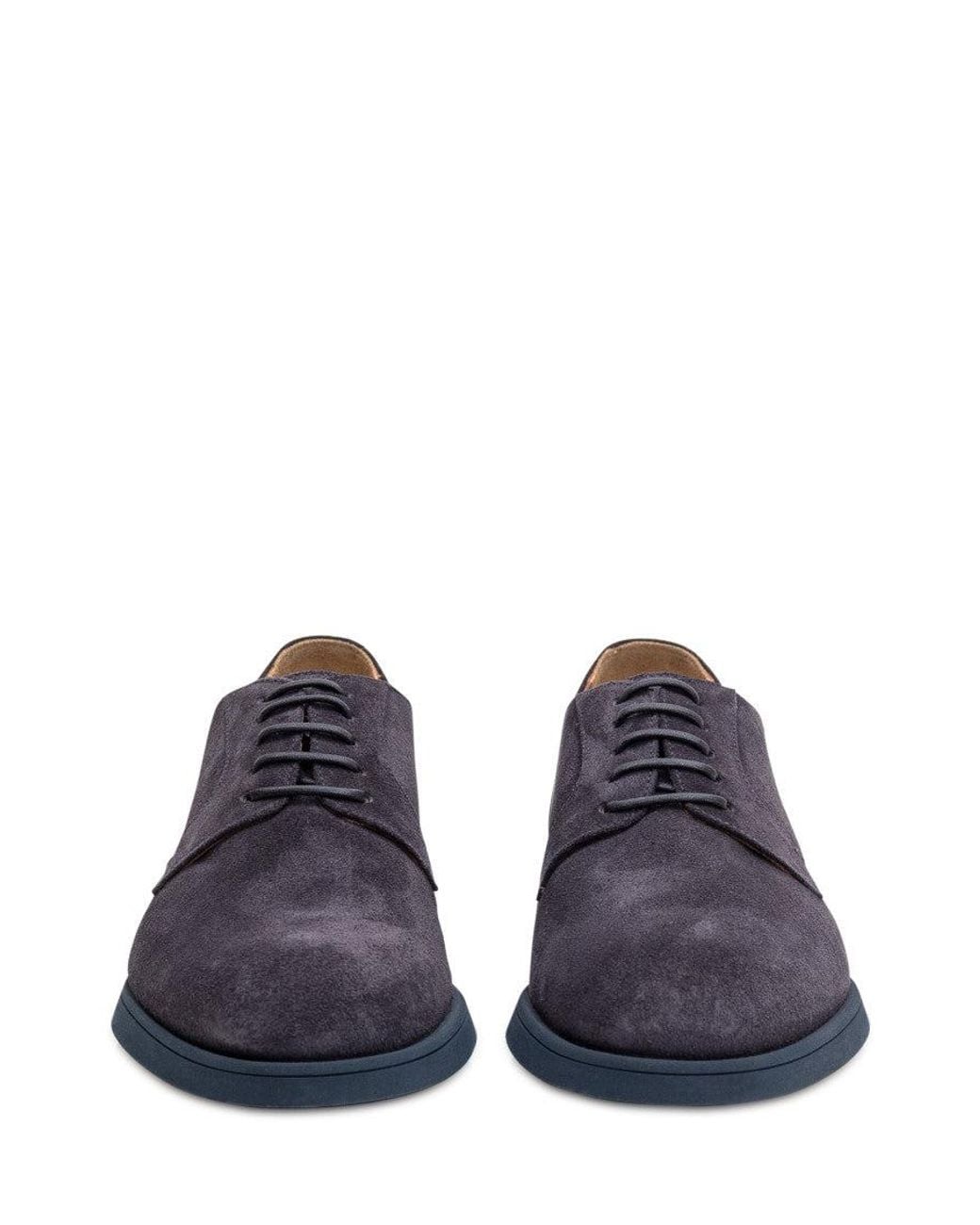 Doucal's Blue Suede Lace-Up Shoes for men