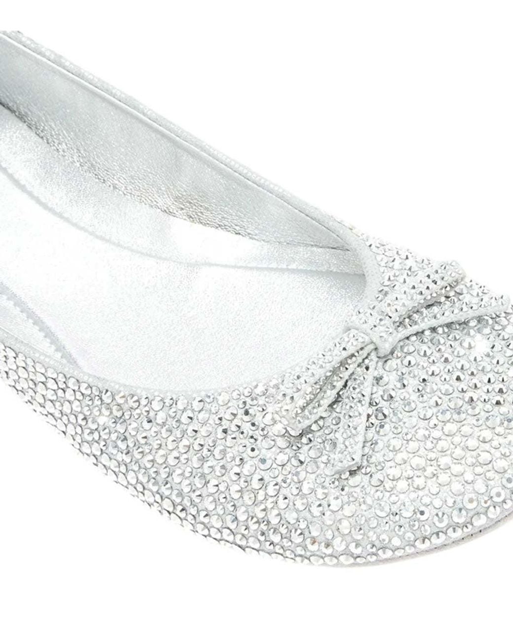 Gucci White Crystal Ballet Flats