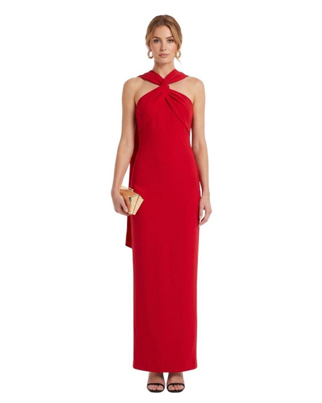 Solace London Red Halter Neck Maxi Dress