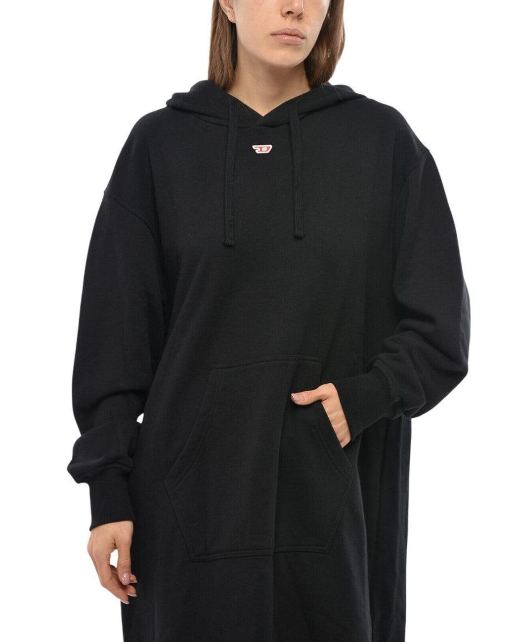 DIESEL Black Logo Hood Midi Dress