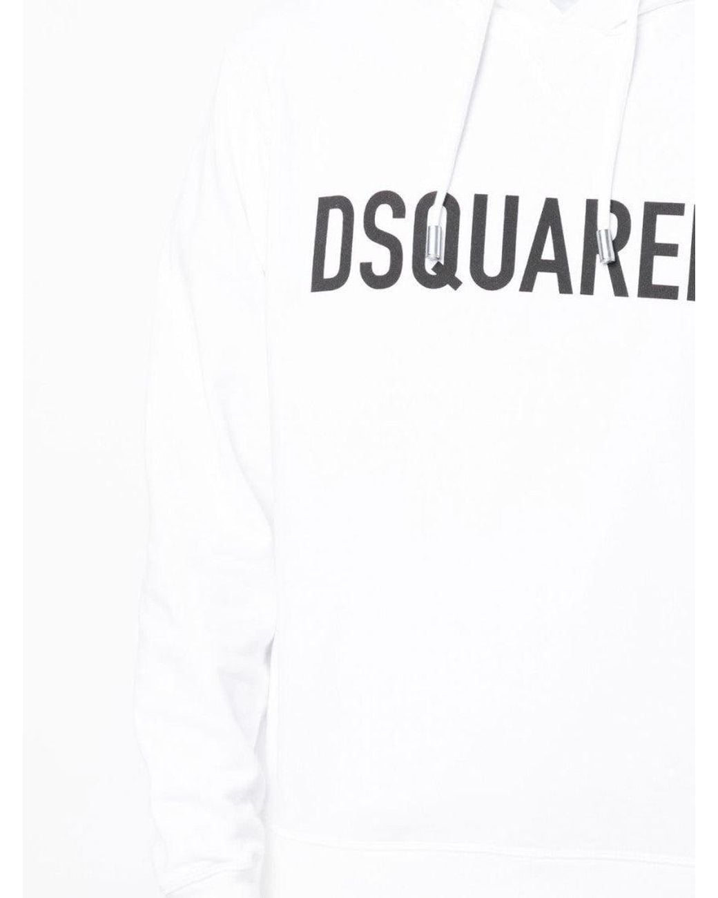 DSquared² White Logo-Print Hoodie for men
