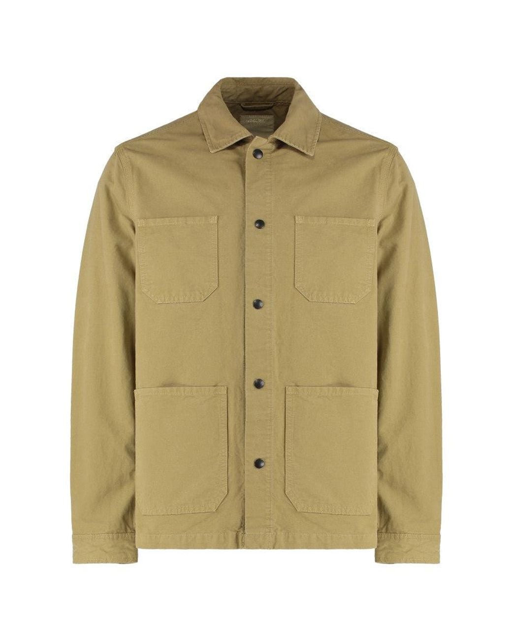 Woolrich Green Khaki Regular Solid Overshirts for men
