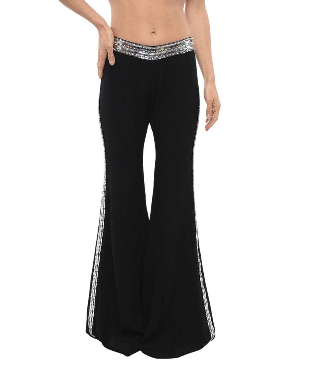 Balmain Black Flared Flat Front Pants