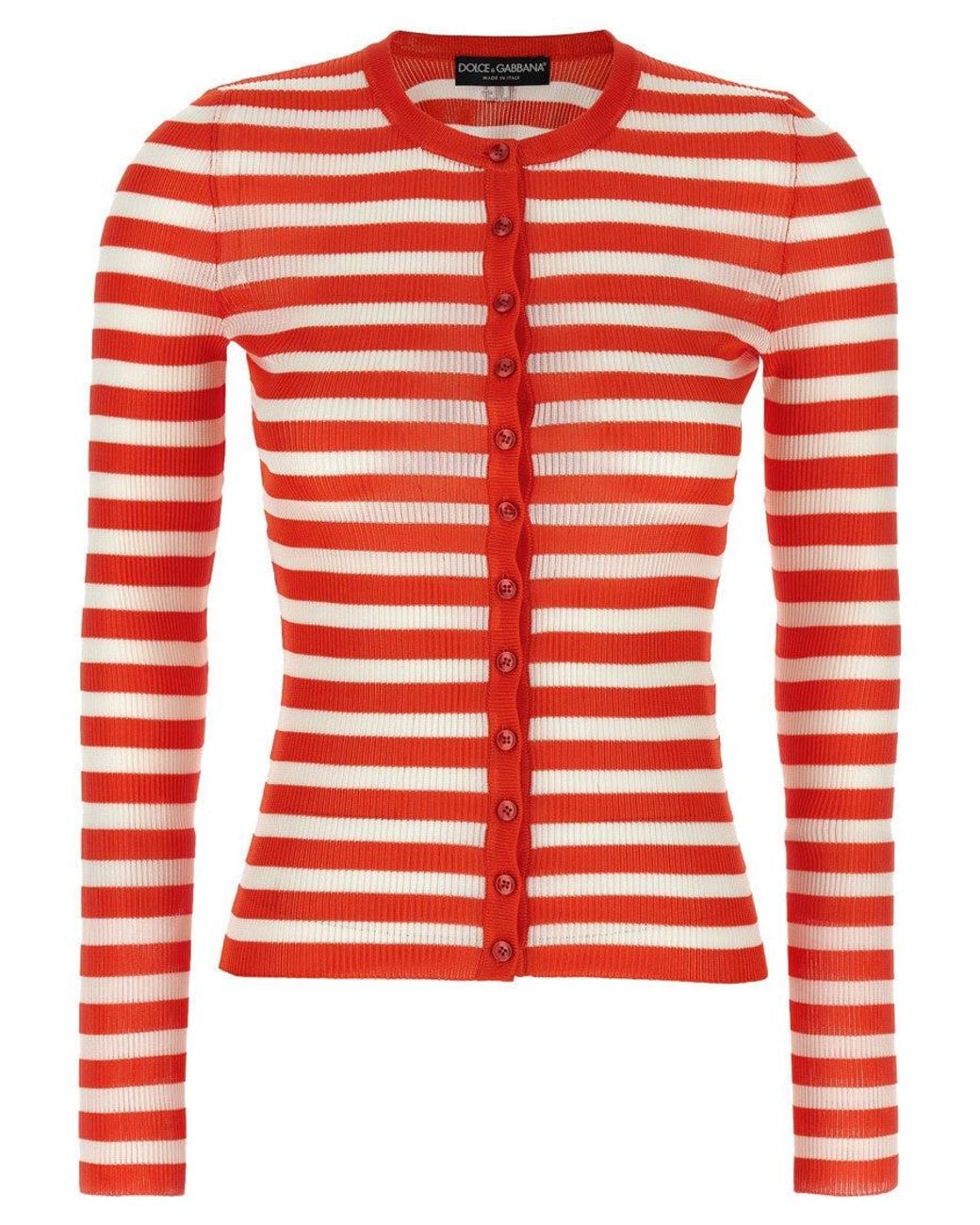 Dolce & Gabbana Red Striped Viscose Cardigan