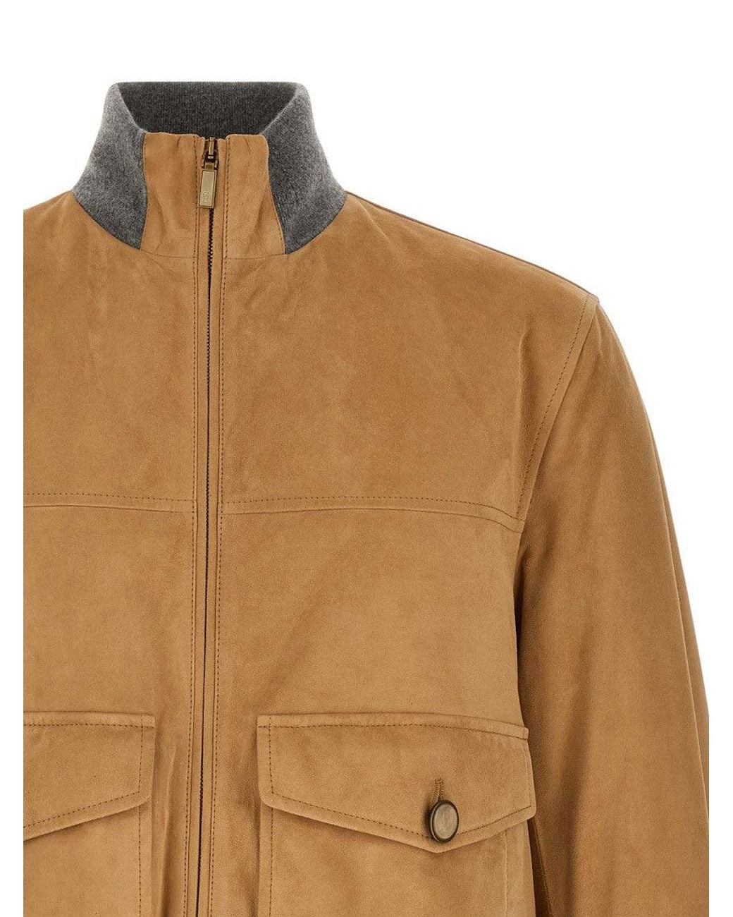 Brunello Cucinelli Brown Light Bomber Jacket for men