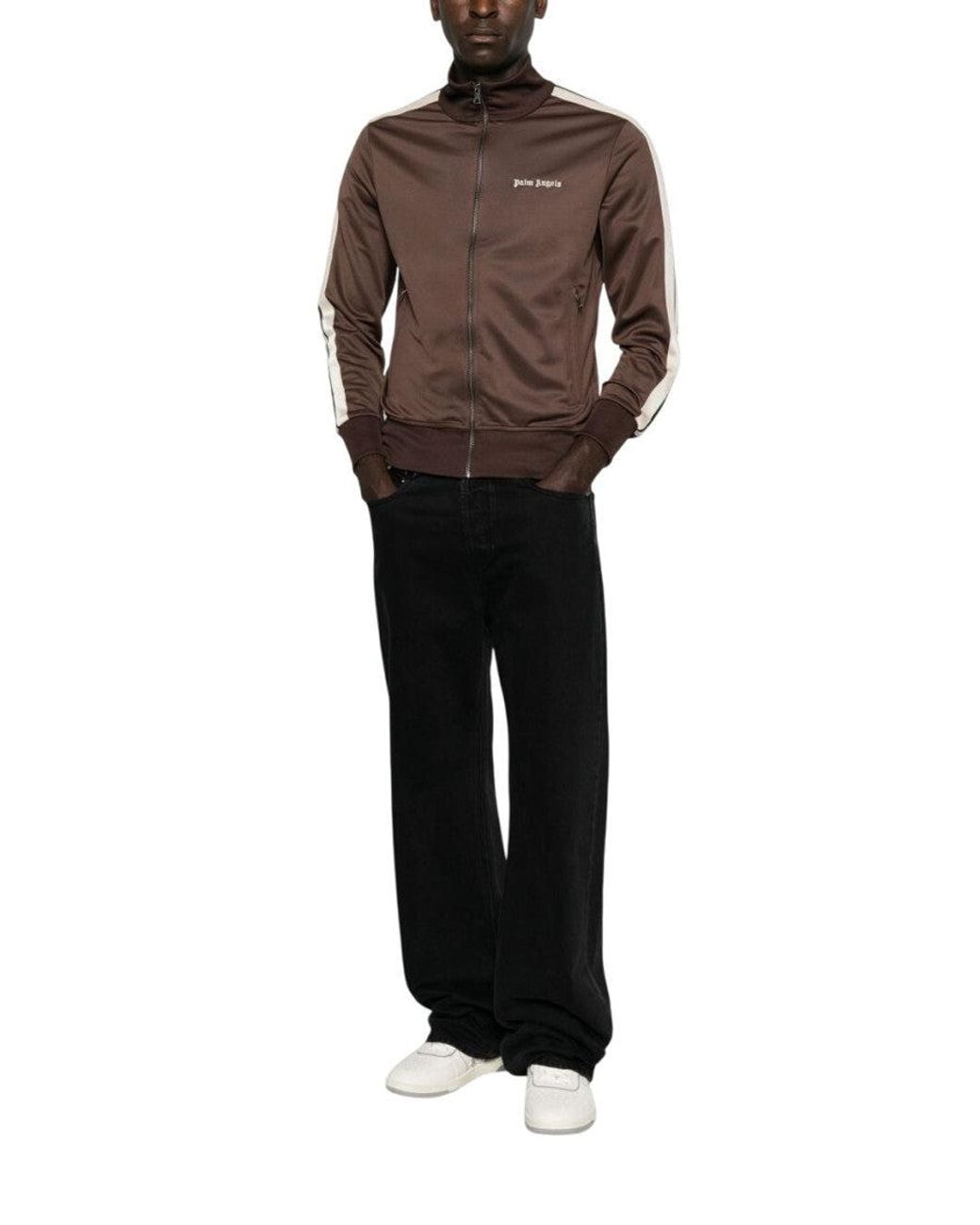 Palm Angels Brown Zip Up Track Jacket for men