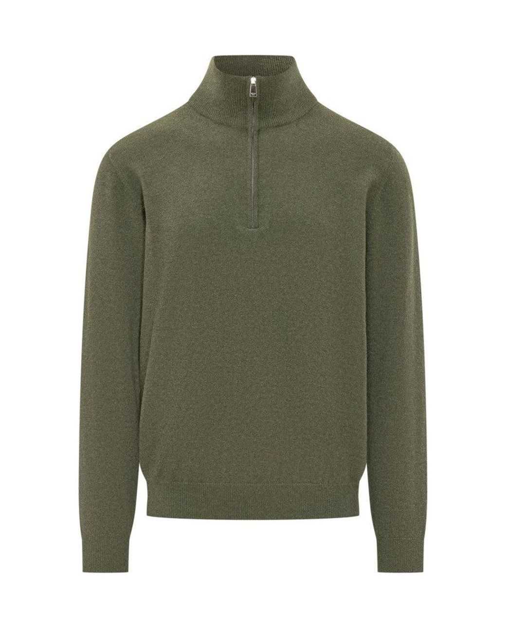Malo Green Zip-Up Sweater for men