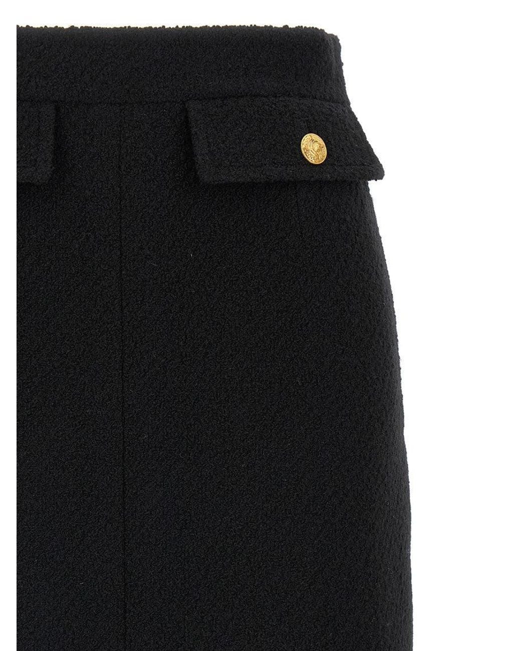 Chloé Black Bouclé Wool Skirt