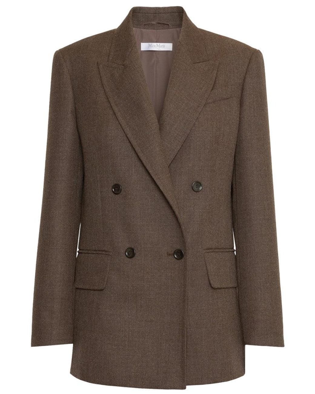 Max Mara Brown Textured Peaked Lapel Blazer