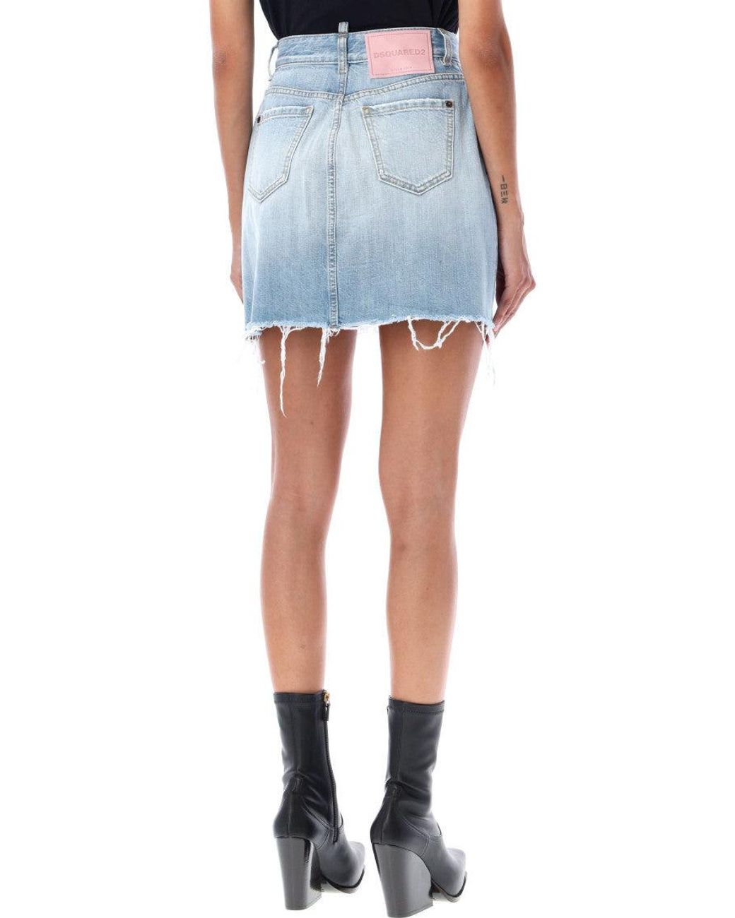 DSquared² Blue Distressed Mini Skirt