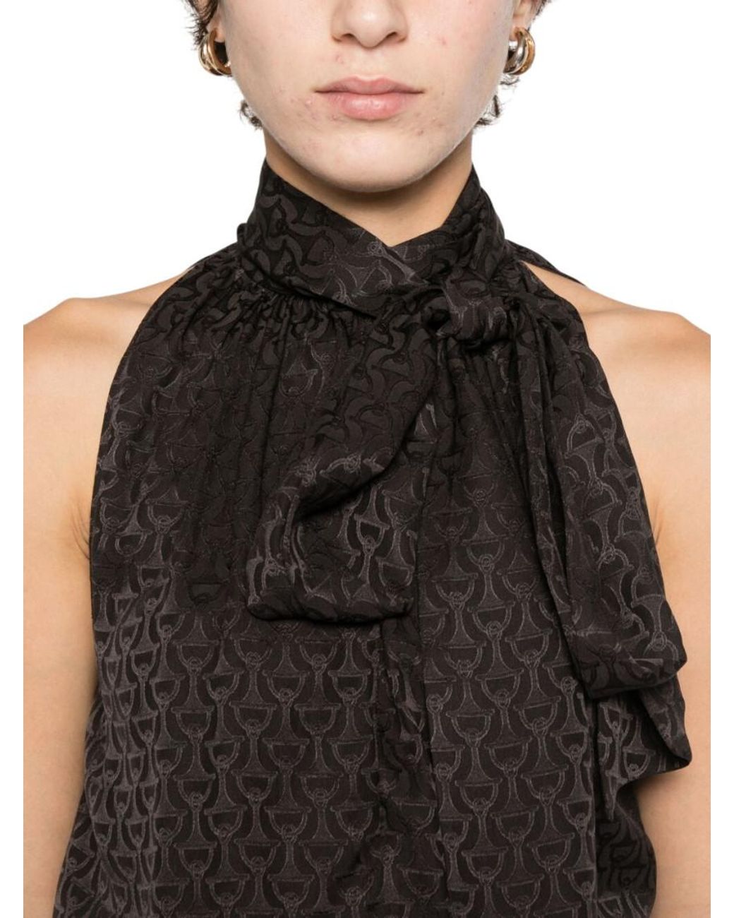 Gucci Black Logo Halter Neck Top