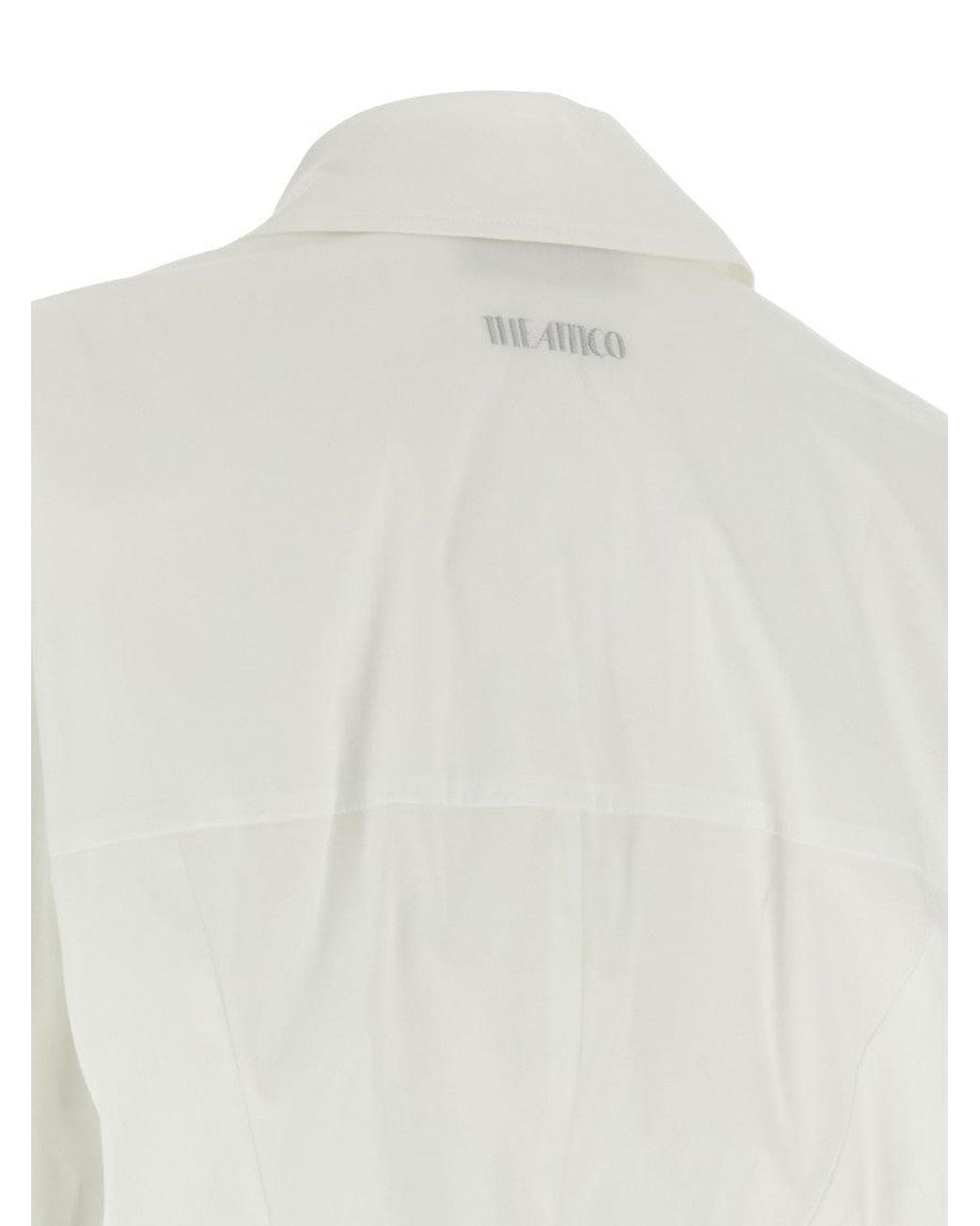 The Attico White Asymmetrical Wrap-Front Cotton Poplin Dress
