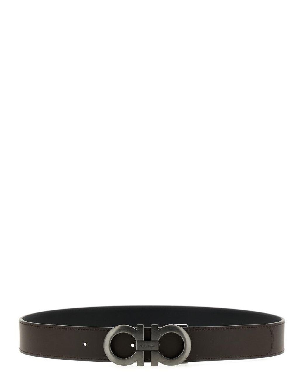 Ferragamo Black Gancini Solid Reversible Belt for men