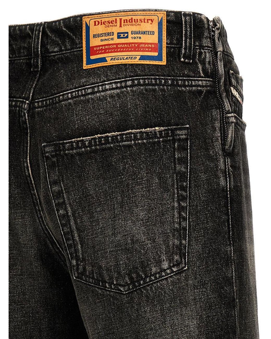 DIESEL Black Straight Mid Rise Jeans for men