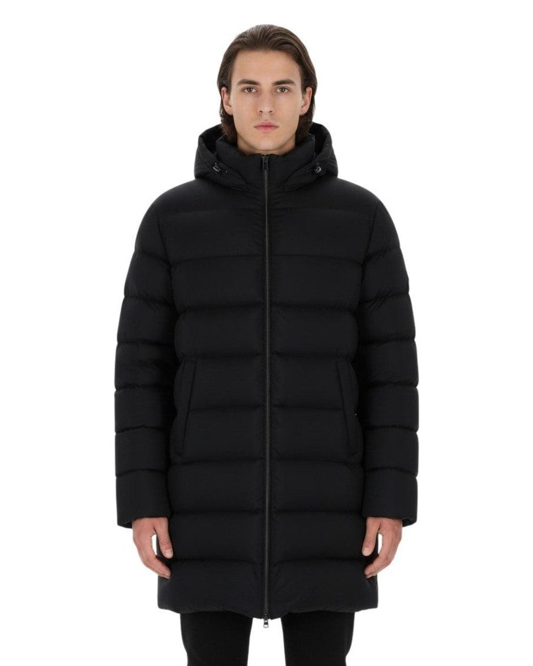 Herno Black Hooded Down Jacket for men