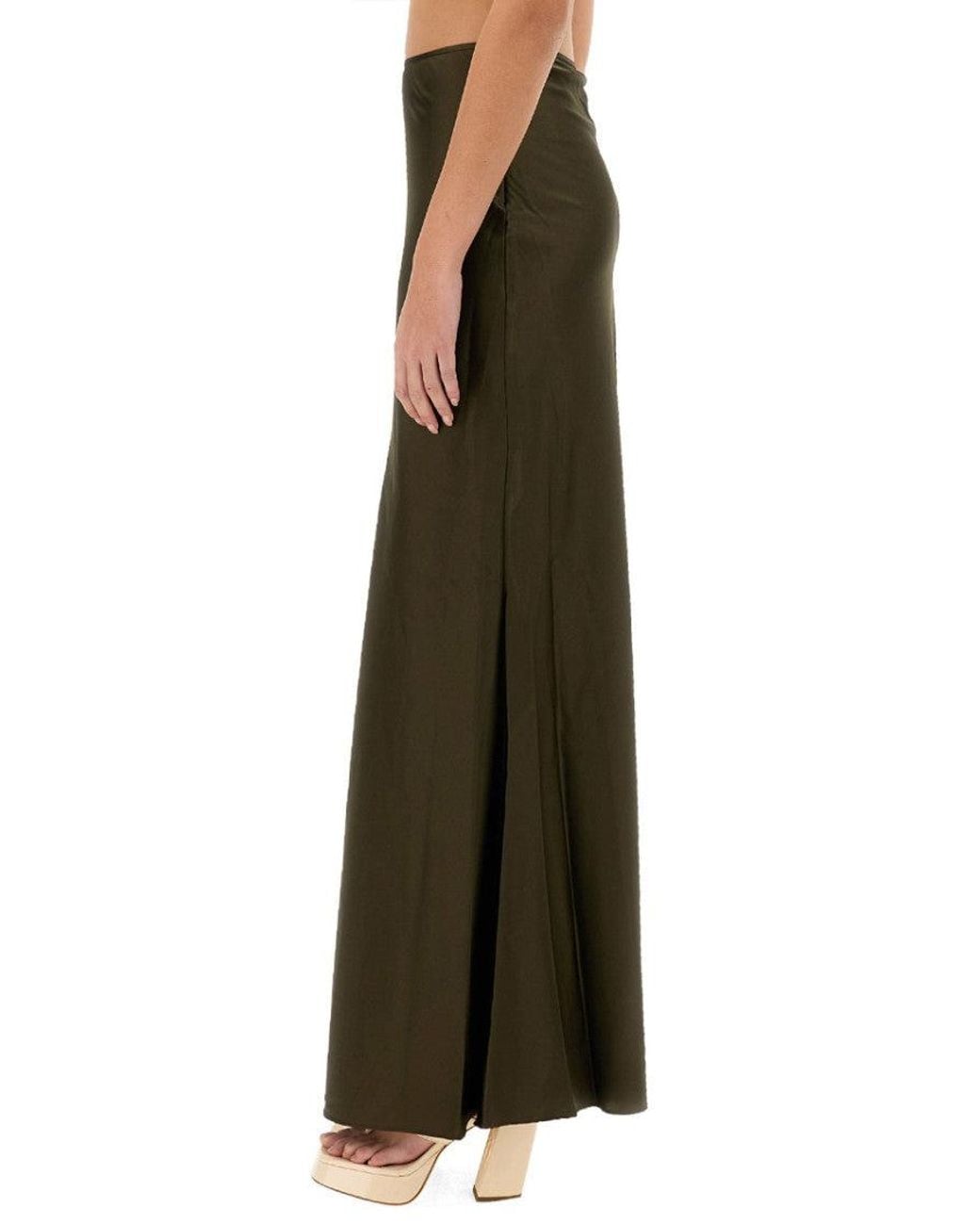 Staud Green Solid Maxi Skirt