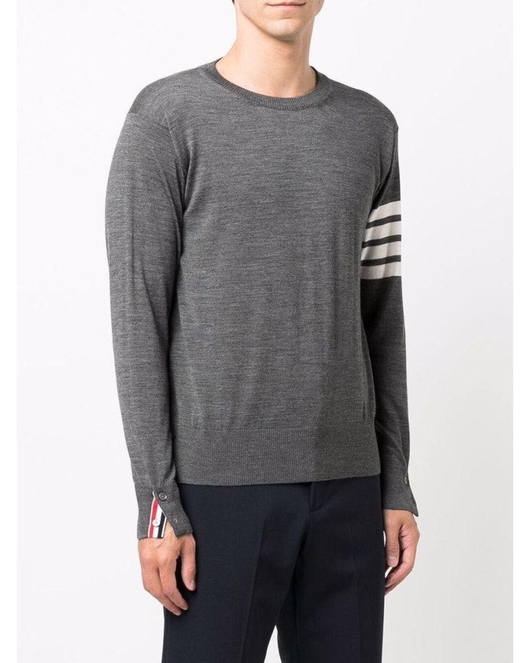 Thom Browne Gray 4-Bar Wool Crewneck Jumper for men