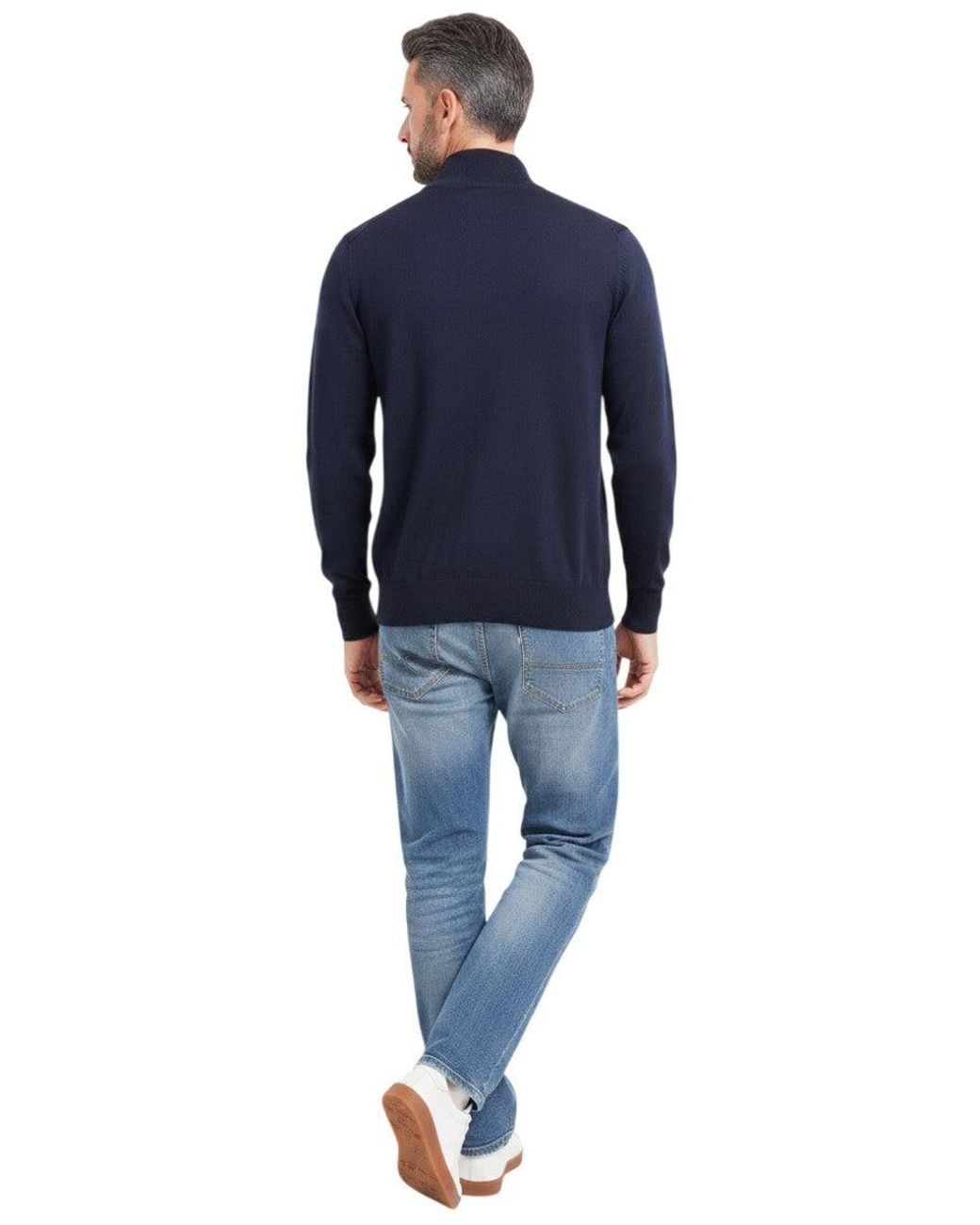 Boss Blue Solid Half Zip Sweater for men