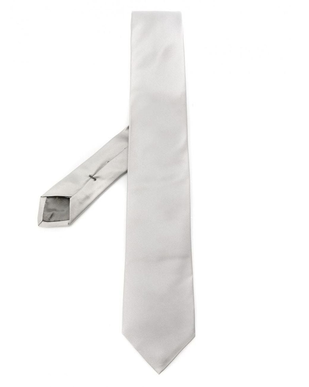 Emporio Armani White Silk Tie for men