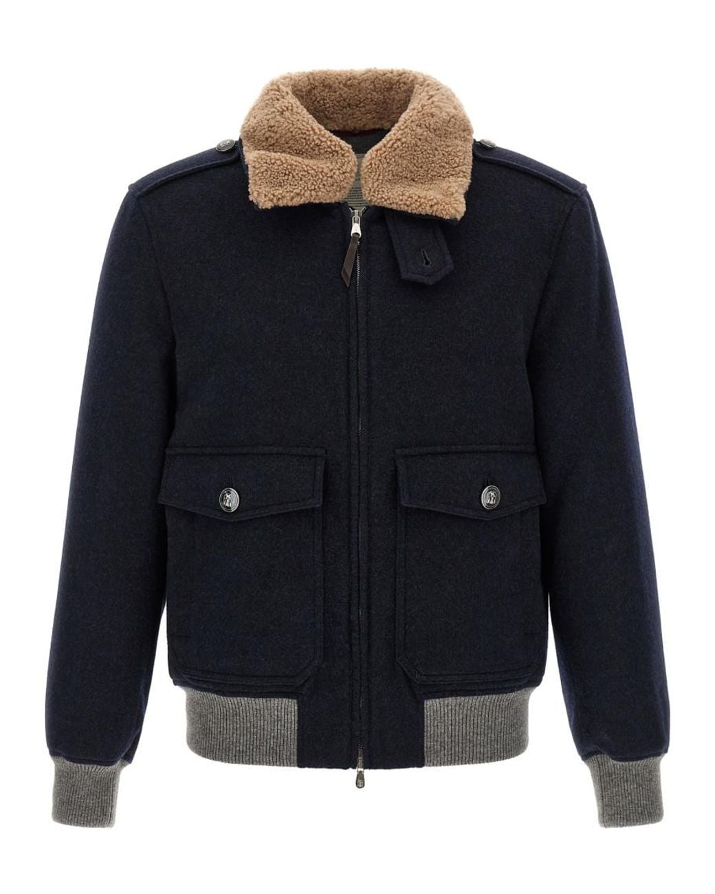 Brunello Cucinelli Blue Regular Bomber Jacket for men