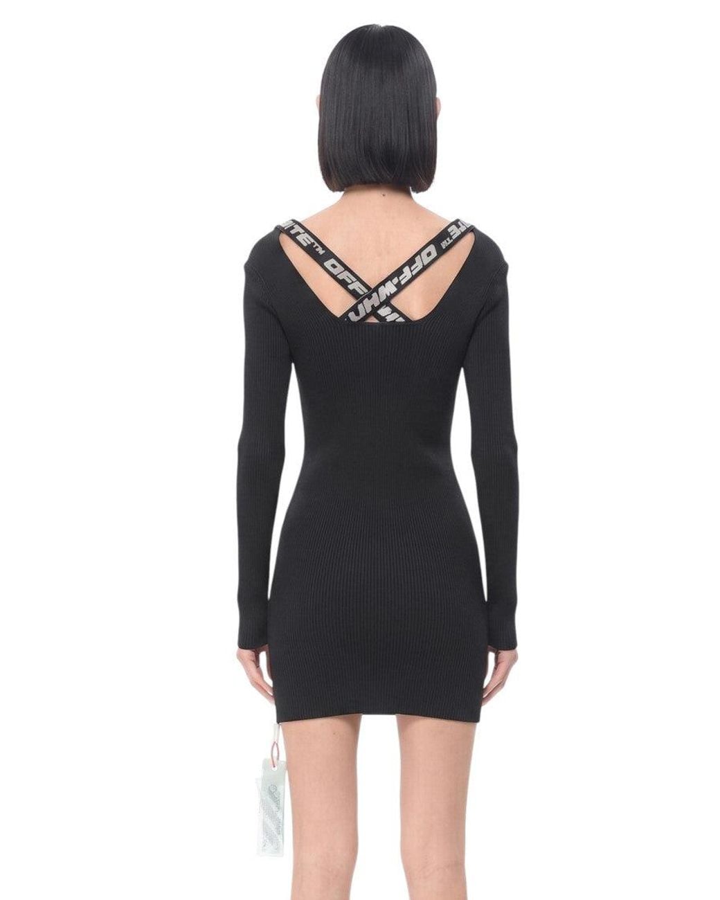 Off-White c/o Virgil Abloh Black Logo V Neck Mini Dress