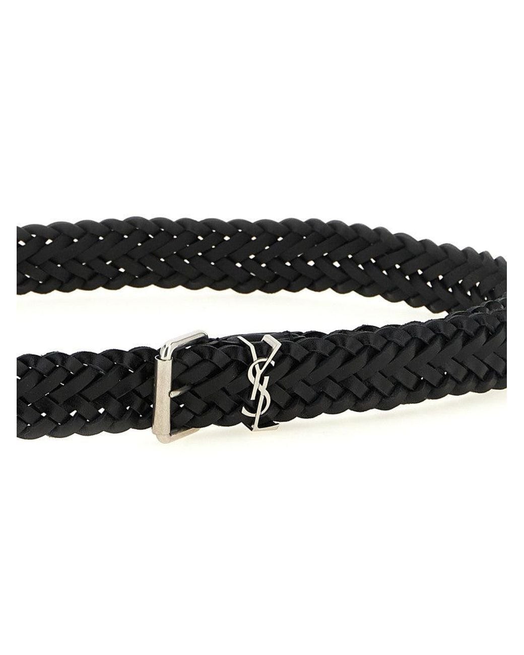 Saint Laurent Black Cassandre Buckle Belt for men