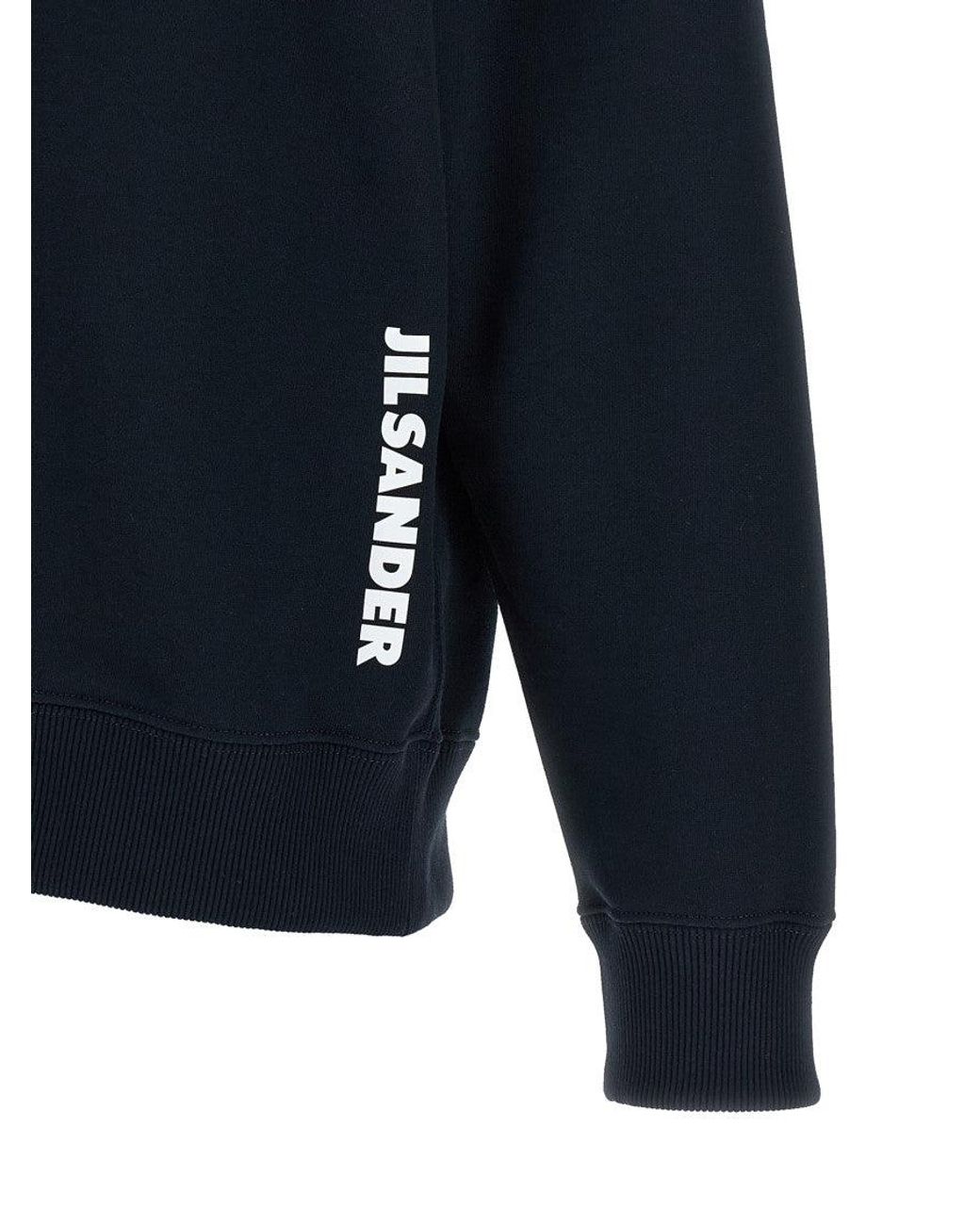 Jil Sander Blue Comfort Logo Hoodie