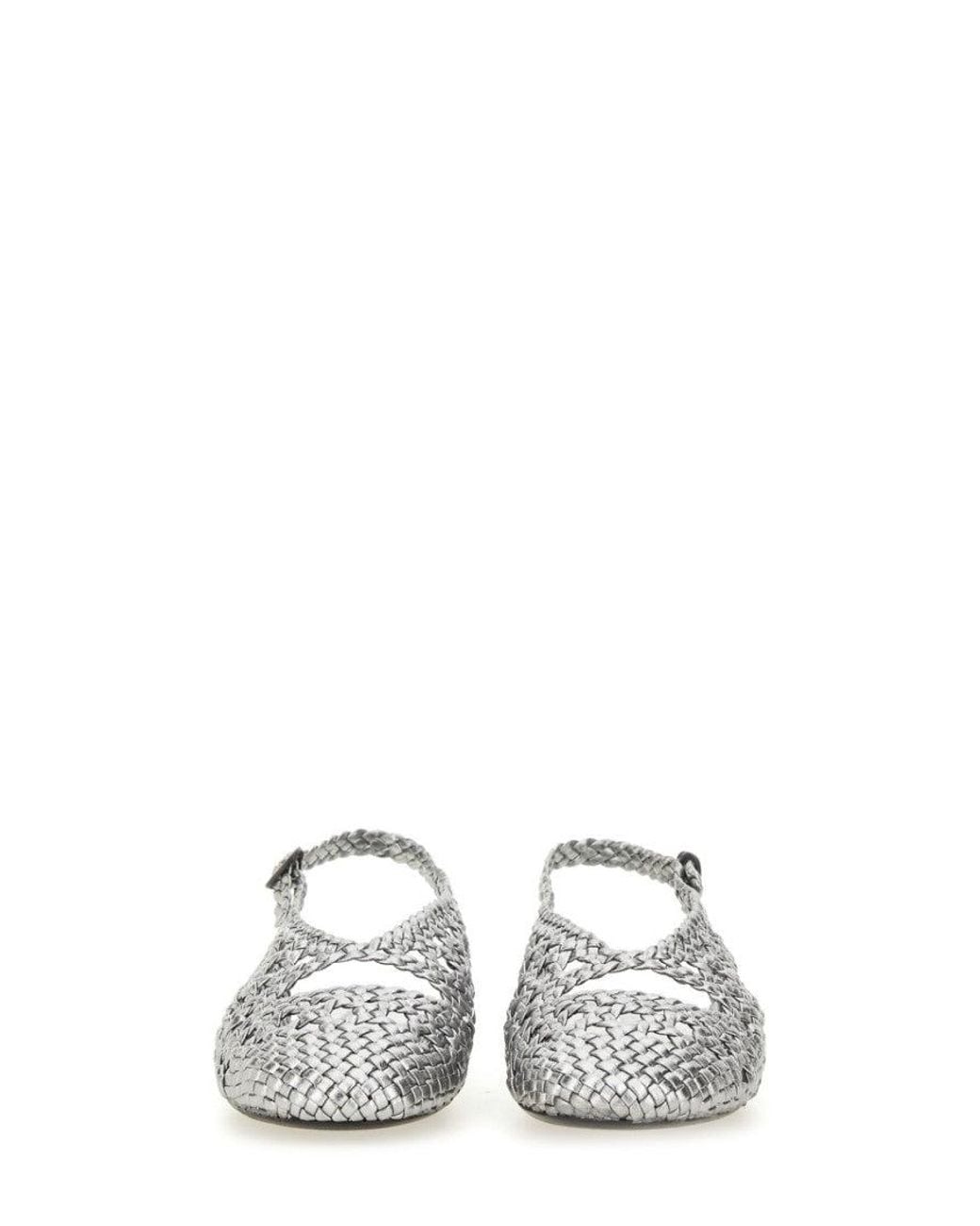 Hereu White Empuria Metallic Slingback Sandal