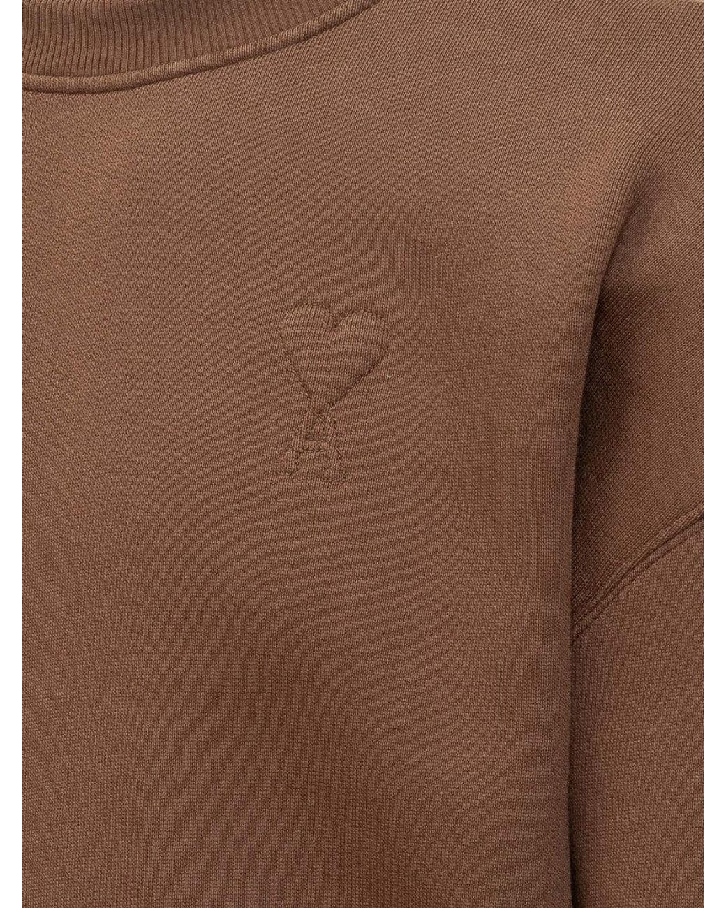 AMI Brown Crew Neck Sweatshirt for men