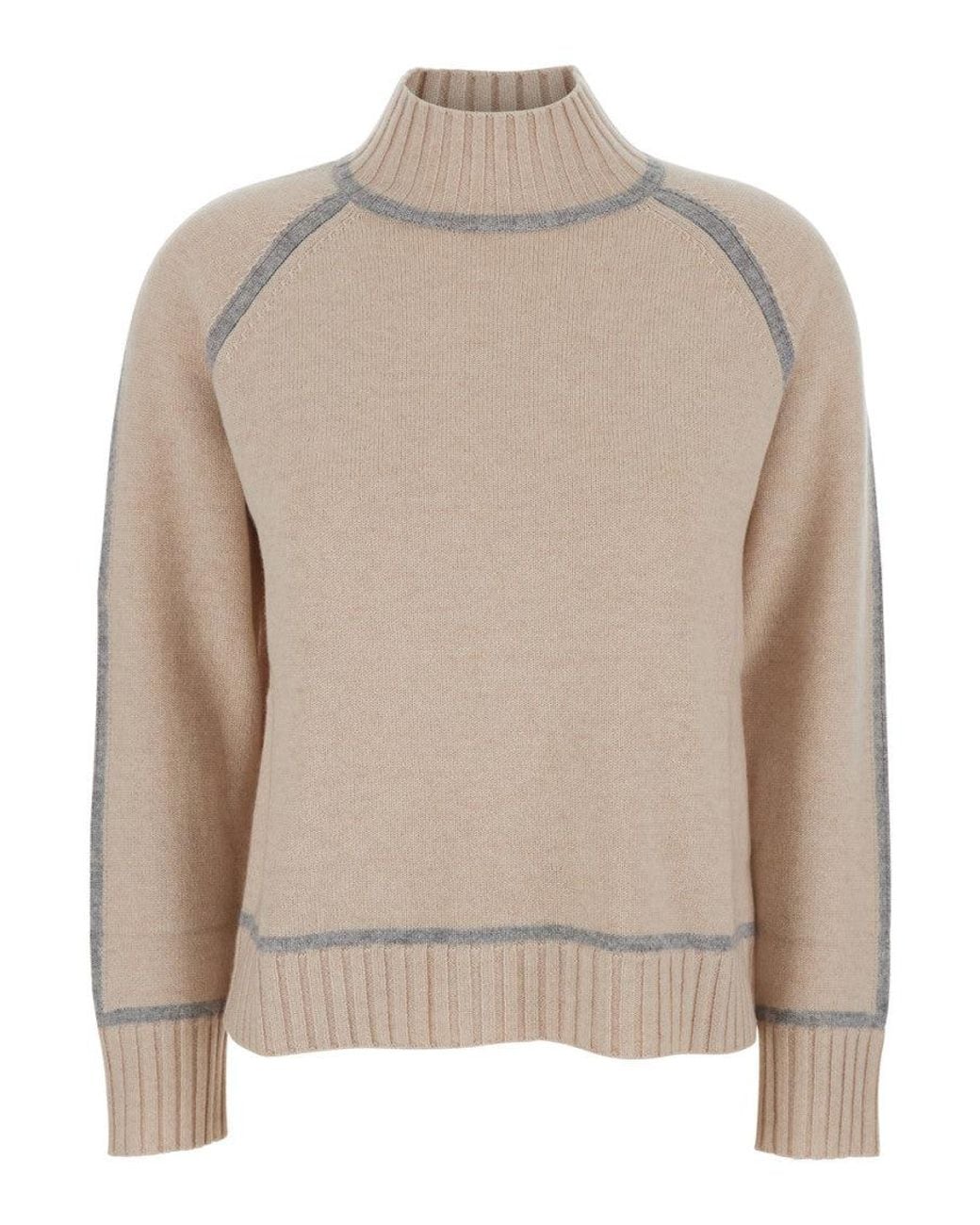 Max Mara Natural Knitted Turtle Neck Sweater